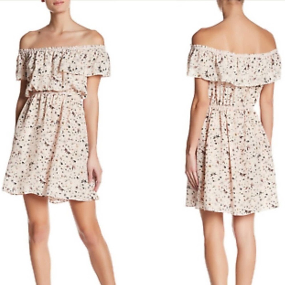 The Kooples Ruffle Off The Shoulder Silk Dress